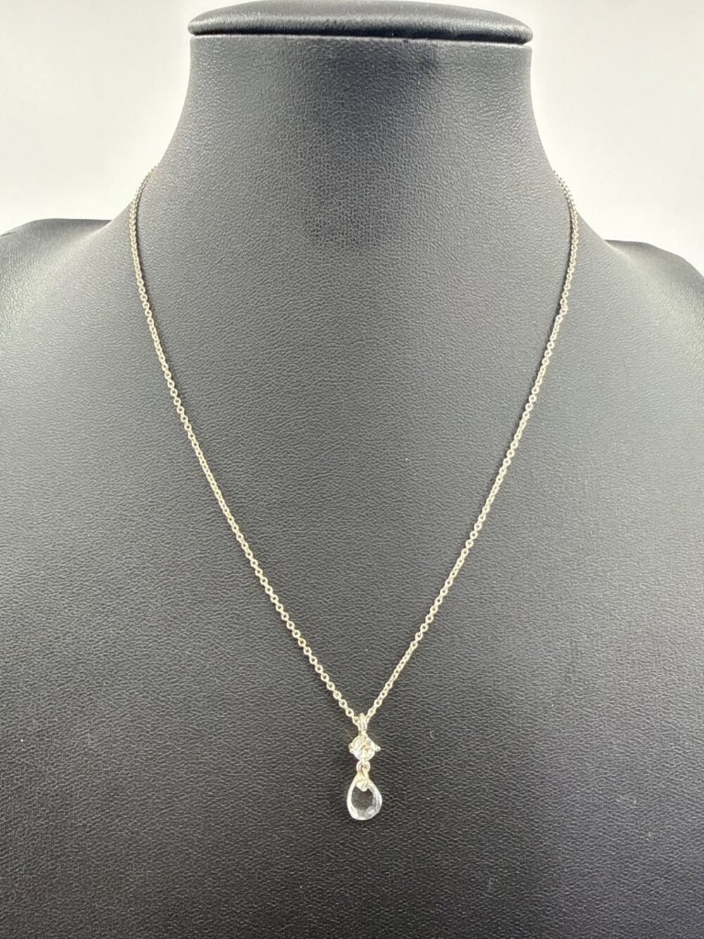 Dainty Silver Teardrop Crystal Necklace Coquette Cottagecore Drop Pendant Chain